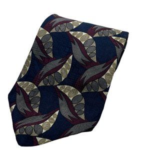 Facets Executive Collection Men's Blue Geometric Classic Silk Necktie